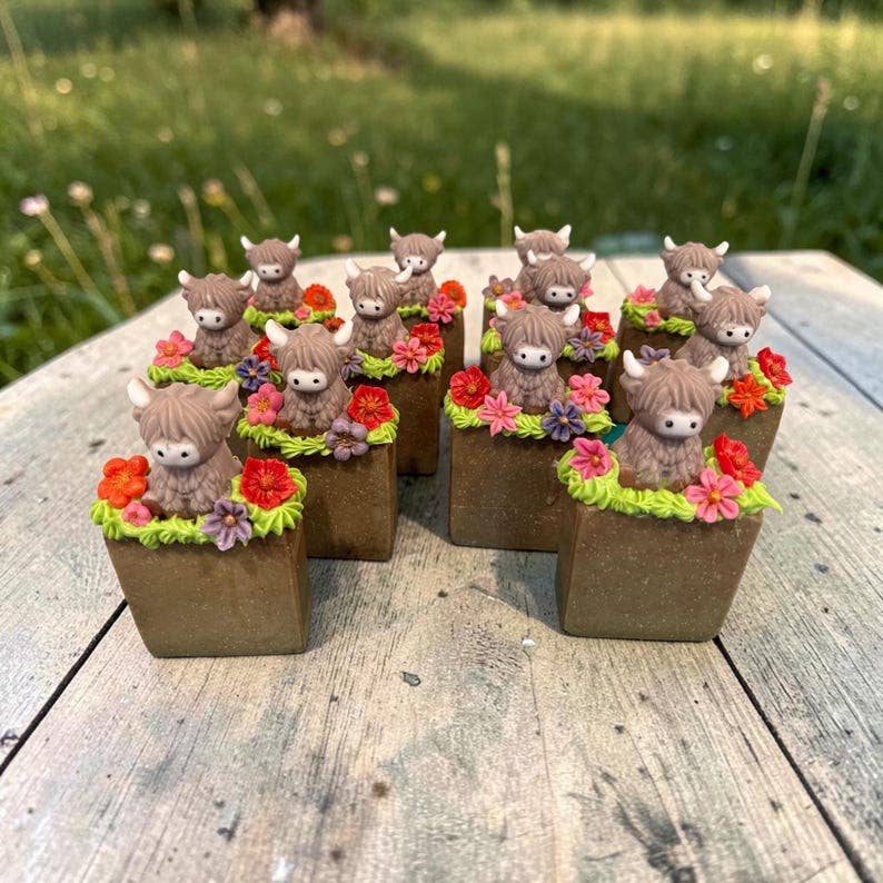 Highland Cow Themed Soap, Super Adorable * Clover the Coo* Scented in Vanilla Berry- Made with Tallow and Goat Milk