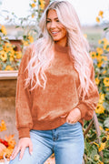Solid Color Drop Shoulder Crew Neck Pullover Sweatshirt: