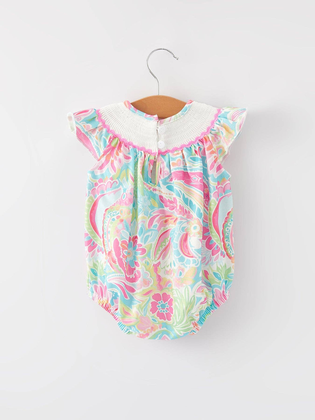 Cross Smocking Embroidery Baby Girl Romper: 12M