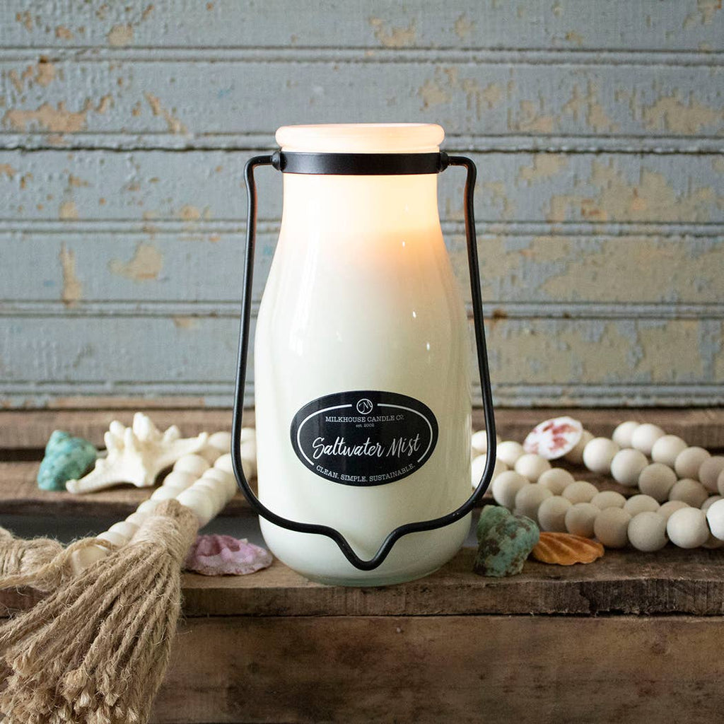 14 oz Milkbottle Candle: Saltwater Mist