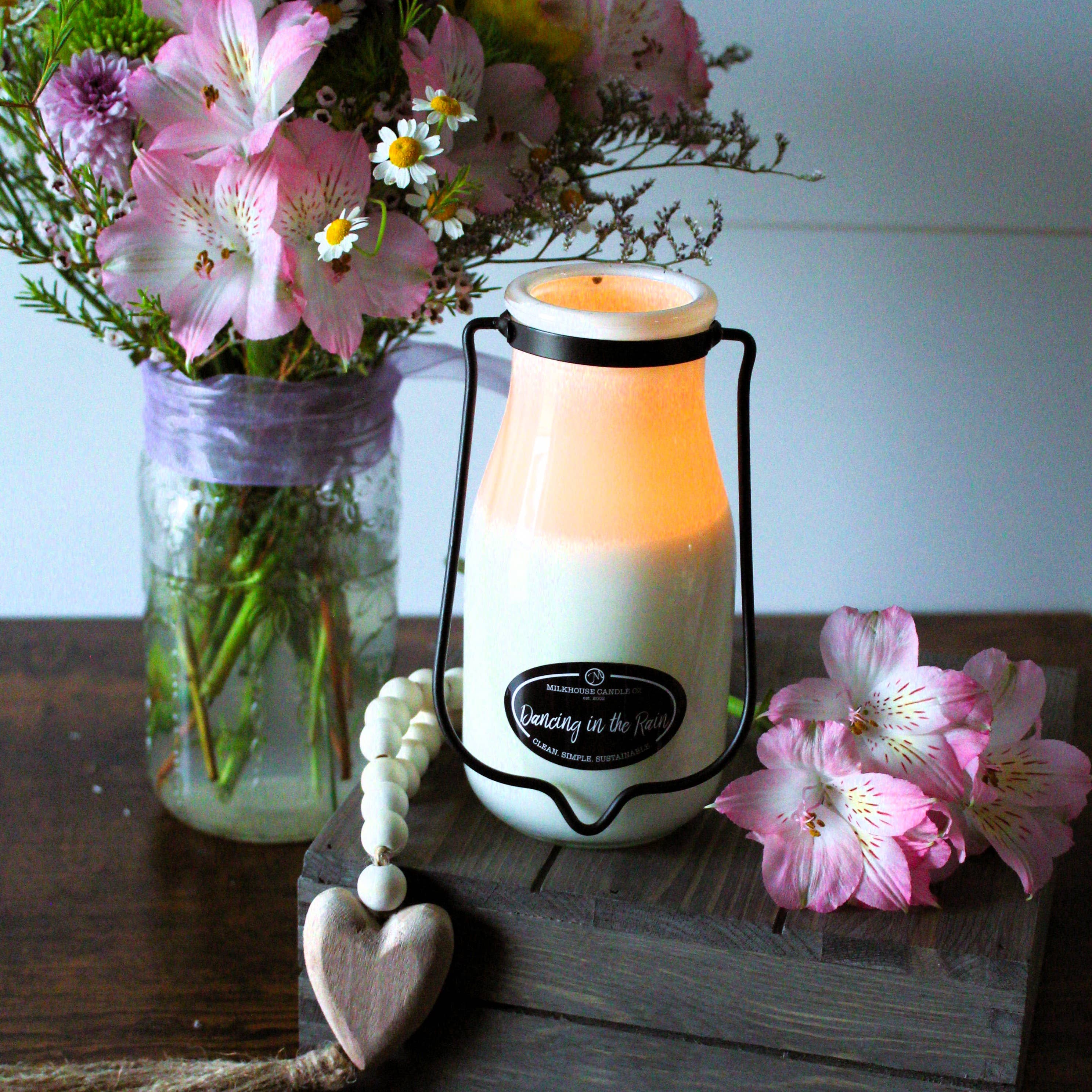 14 oz Milkbottle Candle: Dancing in the Rain