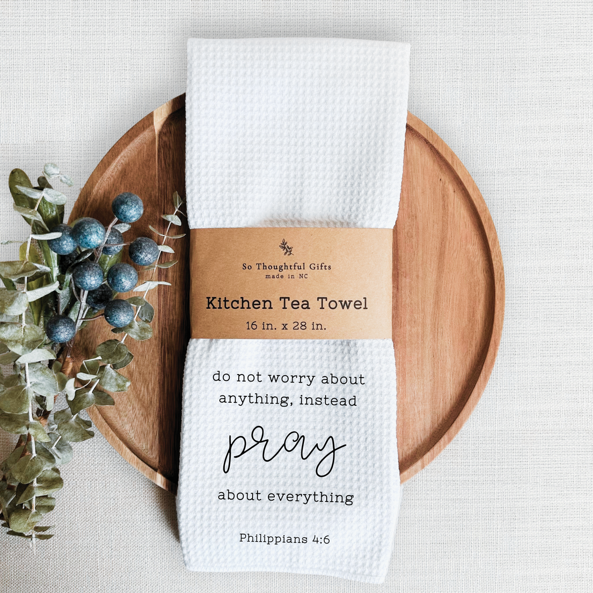 Scripture Dish Towel - Philippians 4:6 | Kitchen Towel