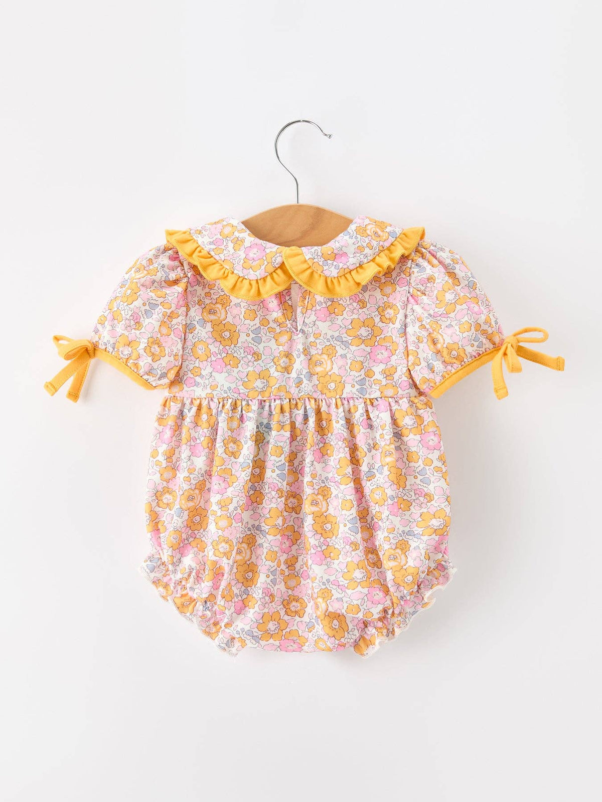 Halloween Pumpkin Floral Baby Bubble Romper: 9M