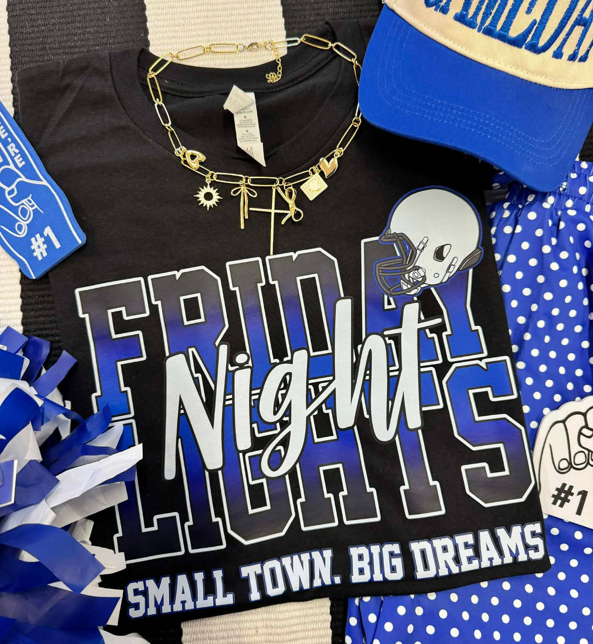 FRIDAY NIGHT LIGHTS BLUE TEE: Black