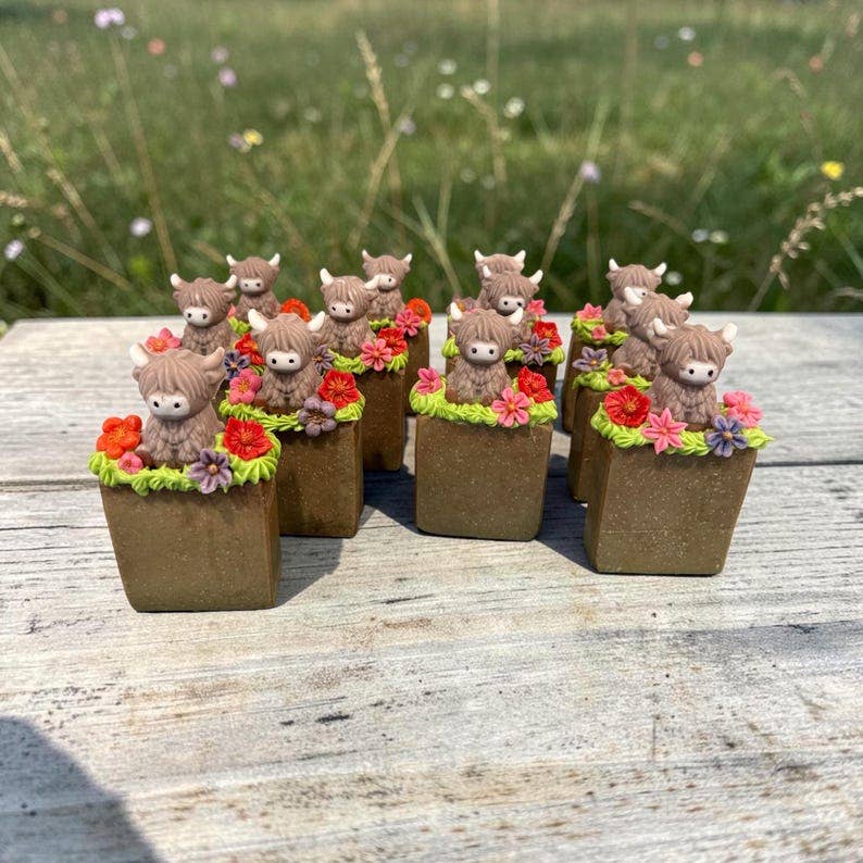 Highland Cow Themed Soap, Super Adorable * Clover the Coo* Scented in Vanilla Berry- Made with Tallow and Goat Milk