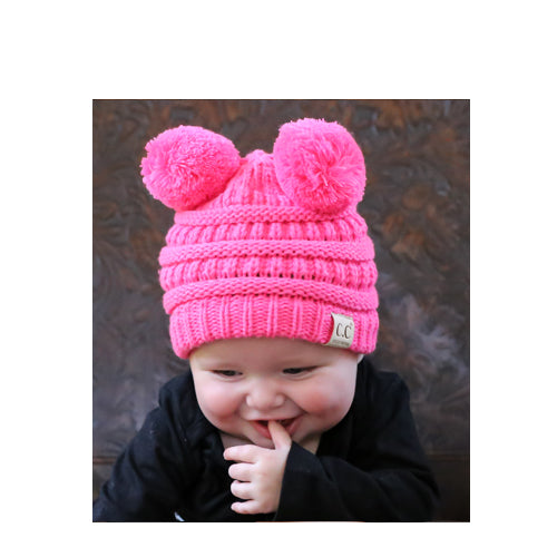 C.C. Beanie Double Pom Beanie New Candy Pink