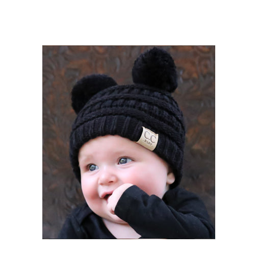 C.C. Beanie Double Pom Beanie Black