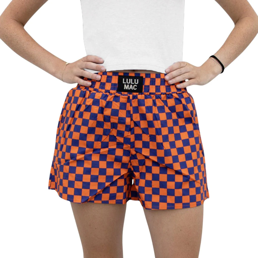 ORANGE BLUE CHECK BOXER SHORT