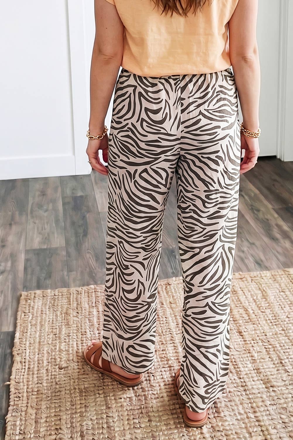 66 Western Zebra High Waist Pocket Shift Pants (S-XL): Multicolour / XL