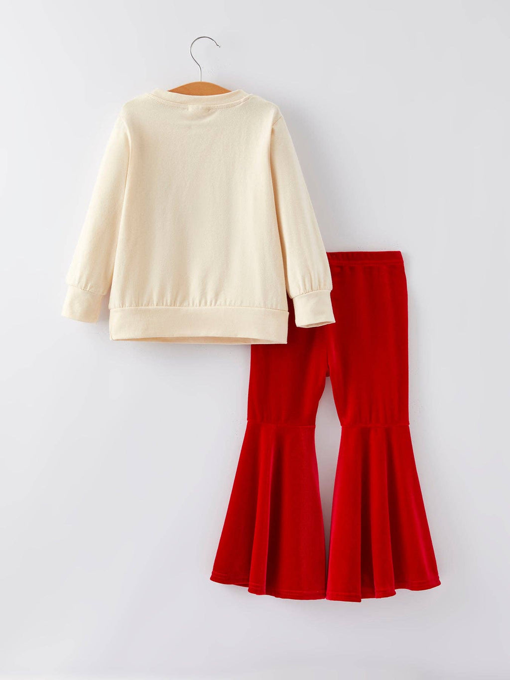 Rylee Faith Designs Christmas Letter Applique Top + Flared Pants Outfit Set