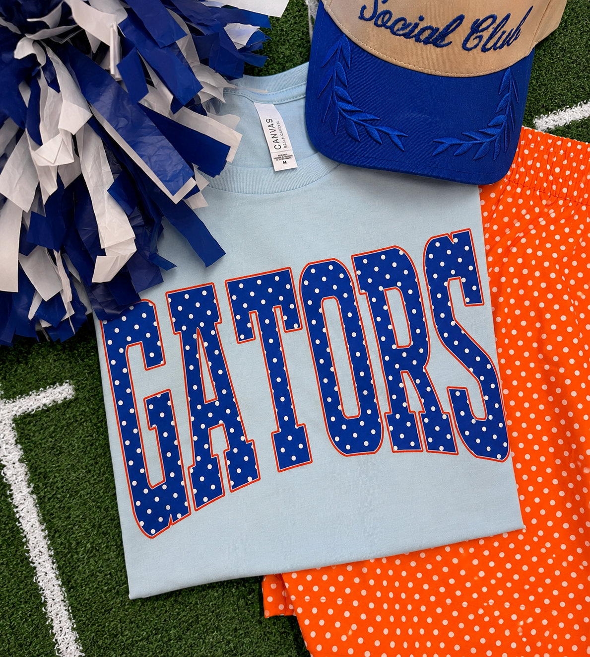 Gators Polka Dots Tee: Ice Blue