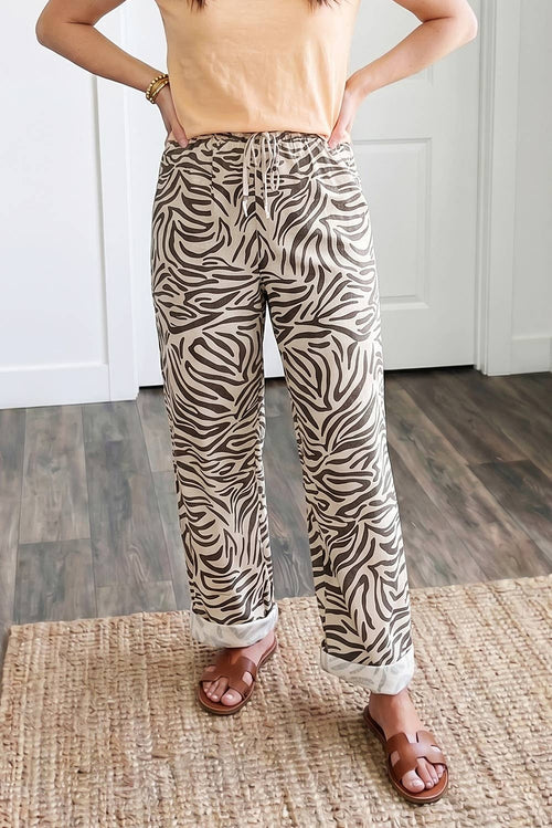 66 Western Zebra High Waist Pocket Shift Pants (S-XL): Multicolour / L