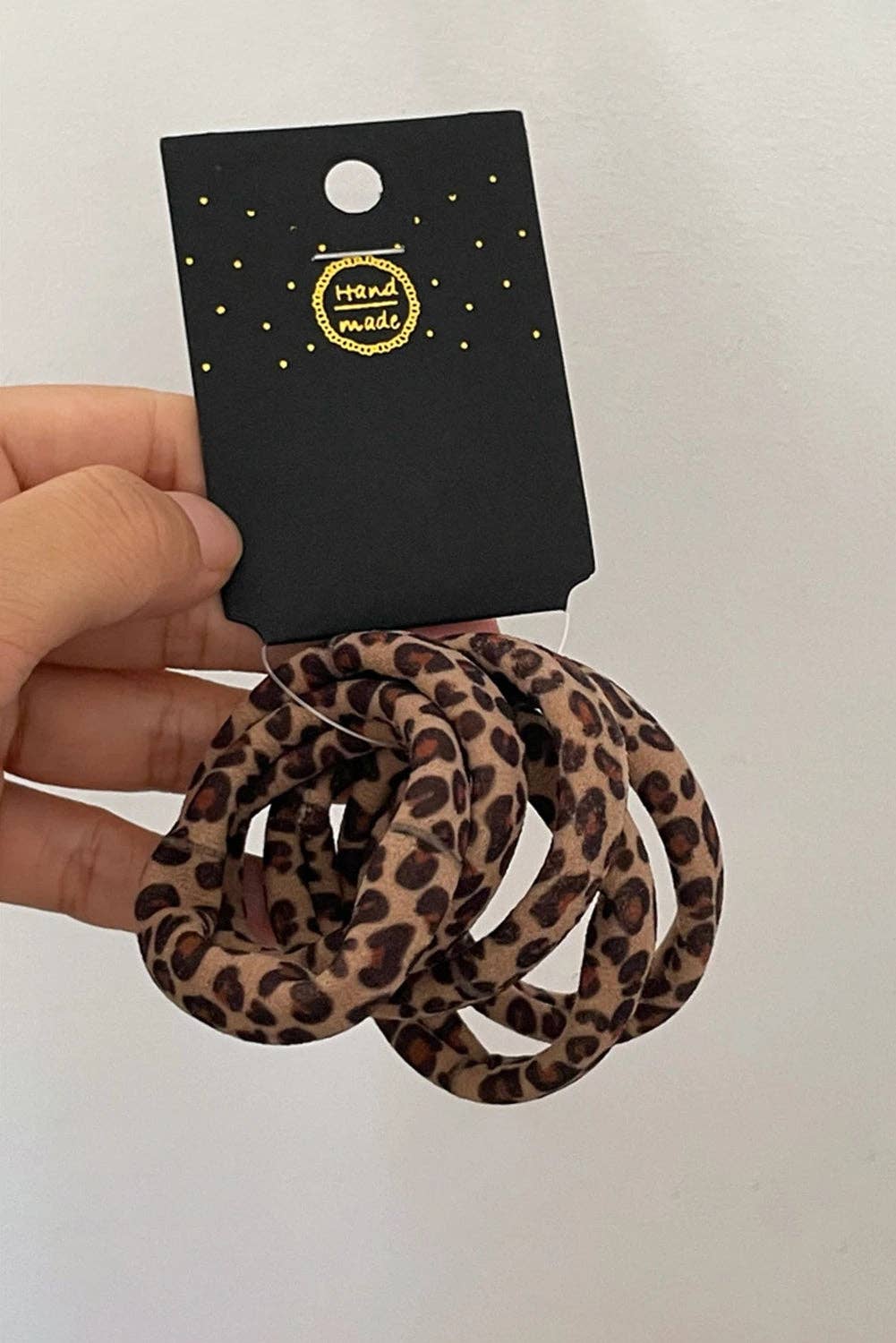 Coffee 5pcs Leopard Elastic Hair Tie Set:
