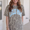 LM MOSSY OAK BOTTOMLAND PRINT TEE W/ LIGHT BLUE