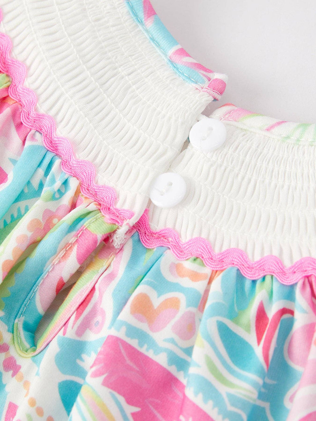 Cross Smocking Embroidery Baby Girl Romper: 12M