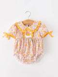 Halloween Pumpkin Floral Baby Bubble Romper: 6M