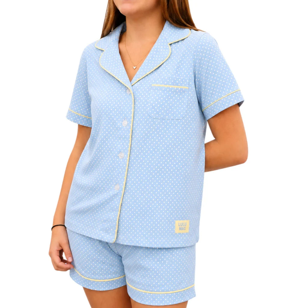 LULU MAC LIGHT BLUE/BUTTER DOT