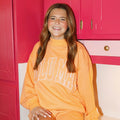 LULU MAC STITCH MOCKNECK TERRY CLOTH TOP-ORANGE