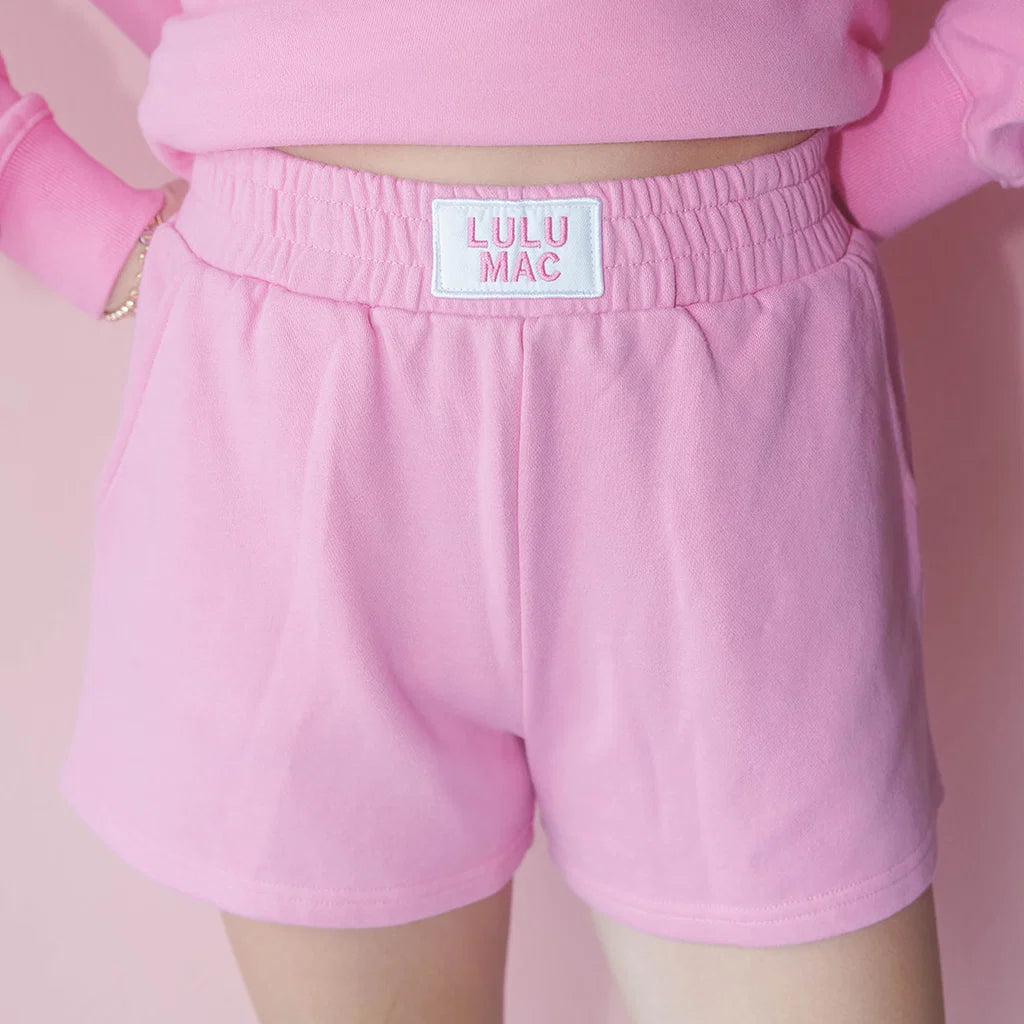 LULU MAC  TERRY CLOTH SHORT-BUBBLEGUM