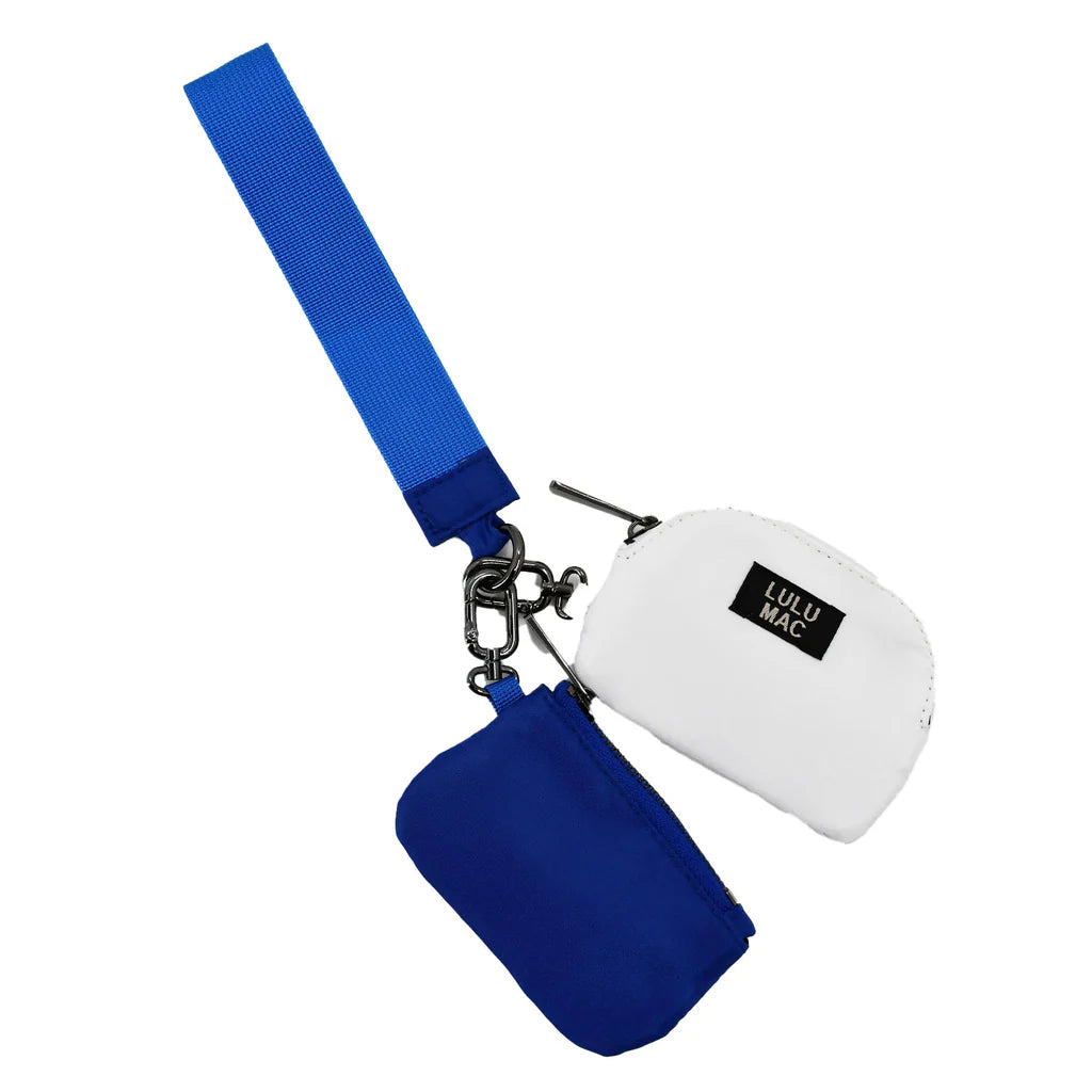 Royal/White Lulu Mac Double Pouch Wristlets