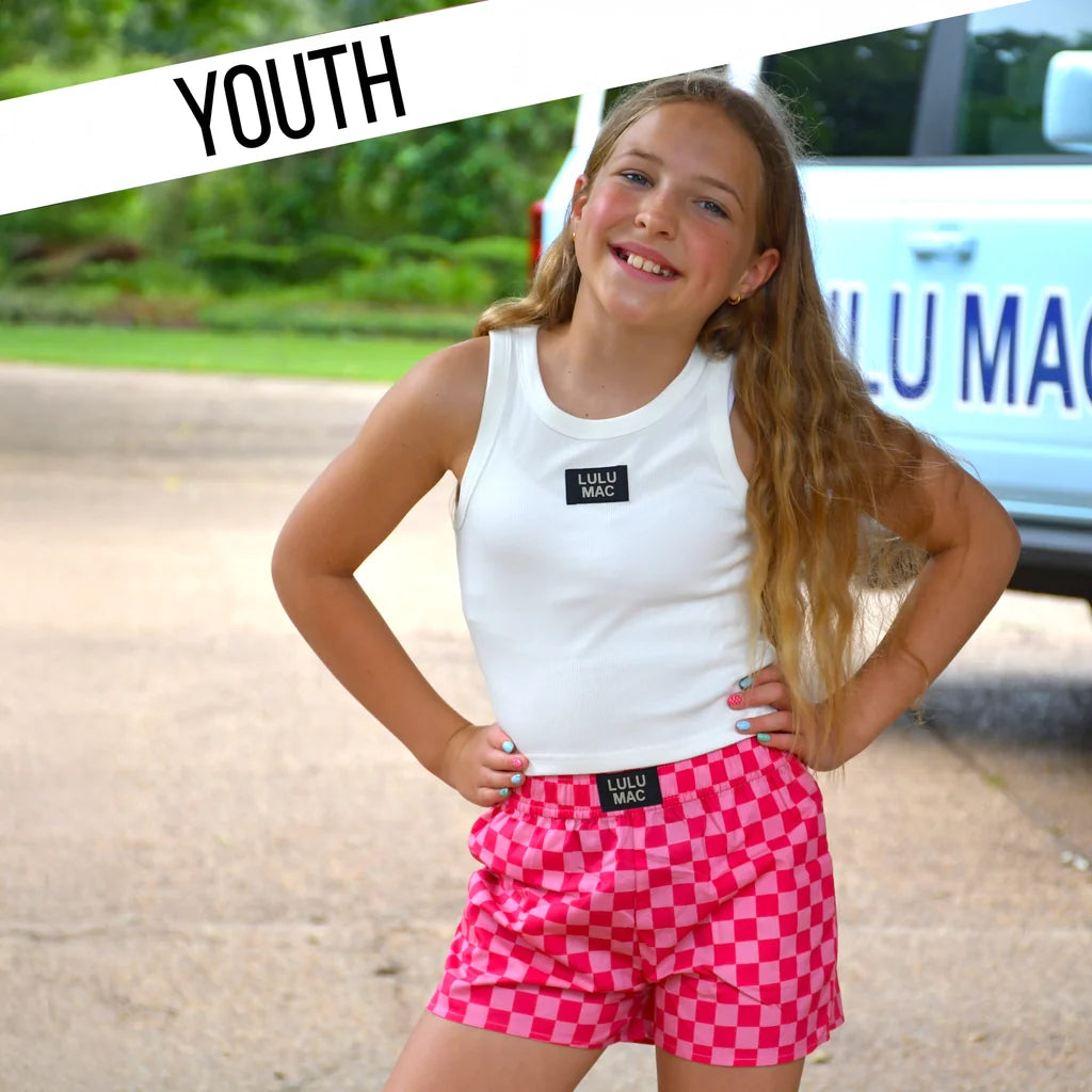 LULU MAC Pink/Pink Check KIDS SHORTS
