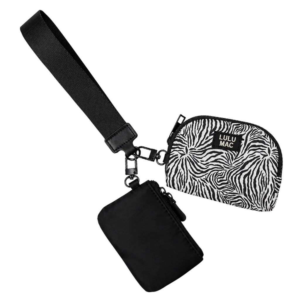 Zebra Print Lulu Mac Double Pouch Wristlet